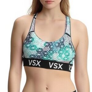 Victoria's Secret Sports Bra Size M Geometric Racerback Athleisure Modern Active